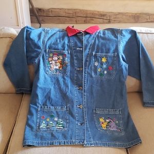Winnie the Pooh Christmas Ladies Denim Barn Coat